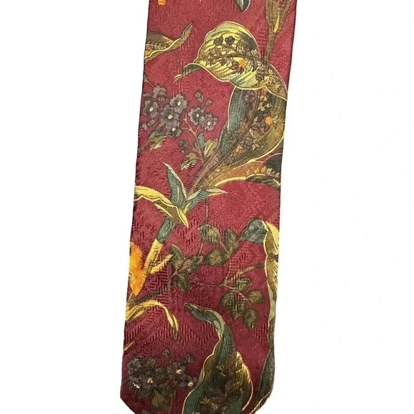 Ermenegildo Zegna Men's Red 100% Silk Floral Print Neck Tie Size OS - Picture 1 of 6